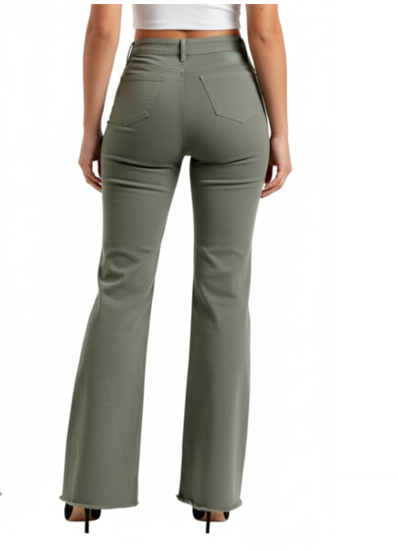 Women’s High Waist  frayed bottom Cargo JEANS-JP-11