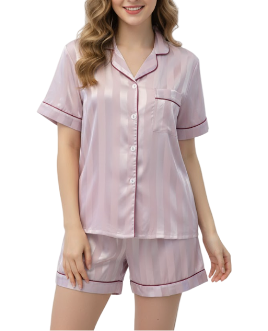 Women's Luxury Comfy Plaid Shorts Silk PAJAMAS-PJS-05