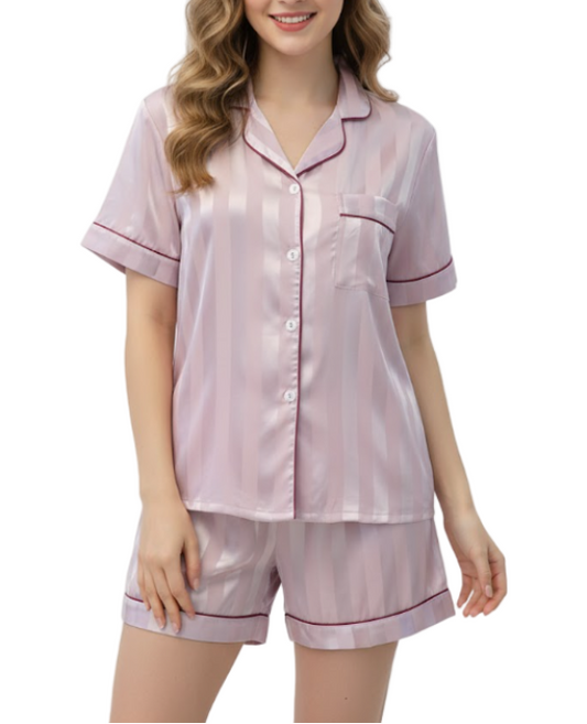 Women's Luxury Comfy Plaid Shorts Silk PAJAMAS-PJS-05