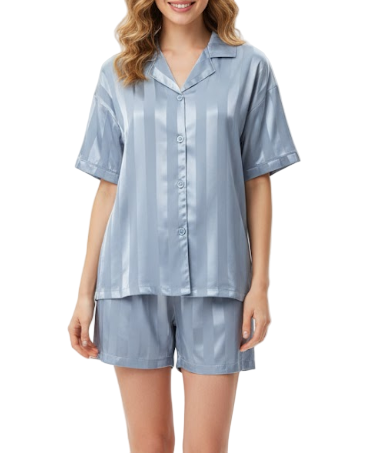 Women's Luxury Comfy Plaid Shorts Silk PAJAMAS-PJS-05