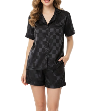 Women's Luxury Comfy Plaid Shorts Silk Shorts PAJAMAS-PJS-06