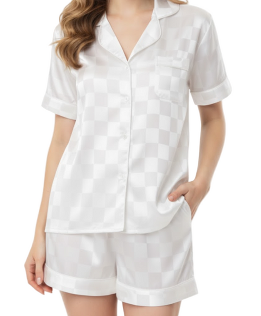 Women's Luxury Comfy Plaid Shorts Silk Shorts PAJAMAS-PJS-06