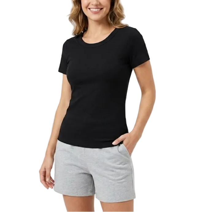 Women's Quality Cotton U-neck Short Sleeve SHIRT-BL108