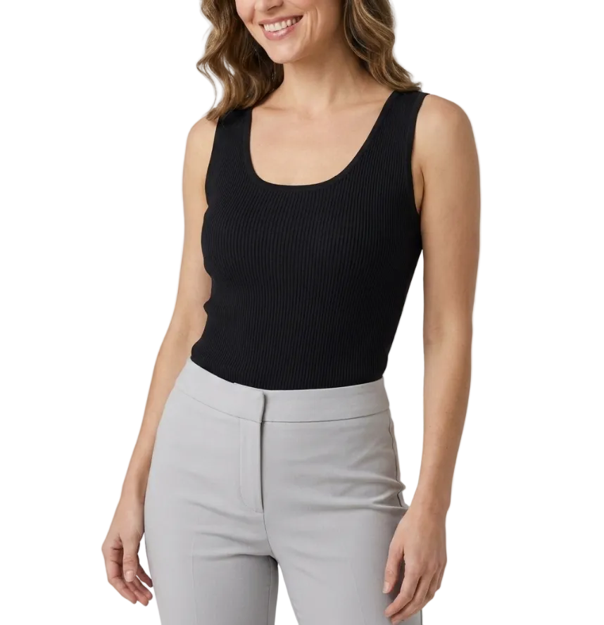 Women's Ribbed Tank Top O-neck Vest Top B2-BL-1011