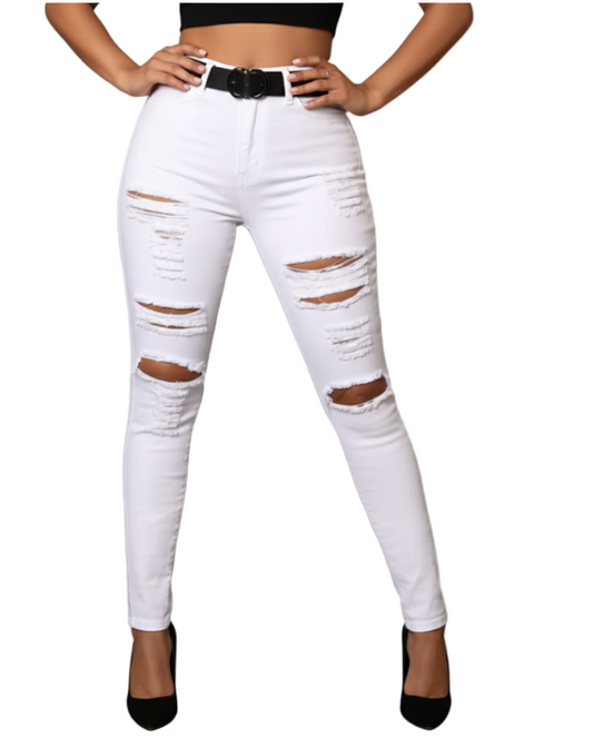 Women’s Skinny Ripped Distressed High Waist JEANS-JP-06