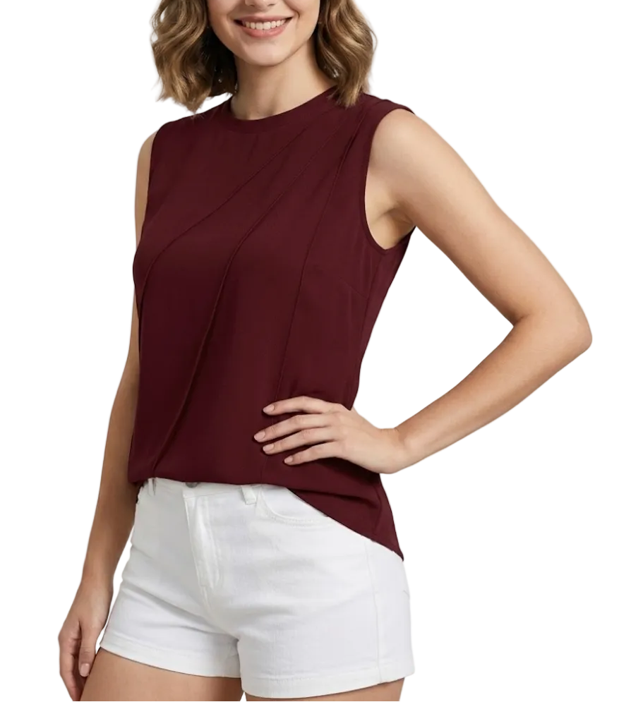Women’s Sleeveless Round Neck Top SHIRT-BL118