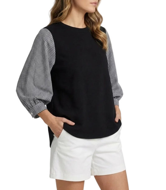 Women's Summer Trendy Half Puff Sleeve Loose Fit SHIRT-BL132