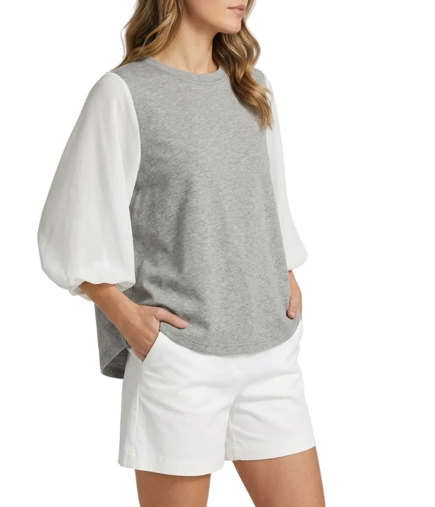 Women's Summer Trendy Half Puff Sleeve Loose Fit SHIRT-BL132