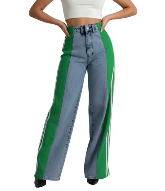 Women’s Trendy Comfortable High Waist Straight Side Striped JEANS-JP-03