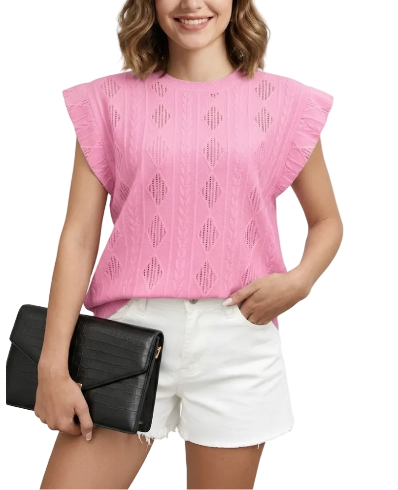 Women's Trendy Self-Embroidered O-neck Blouse SHIRT-BL113