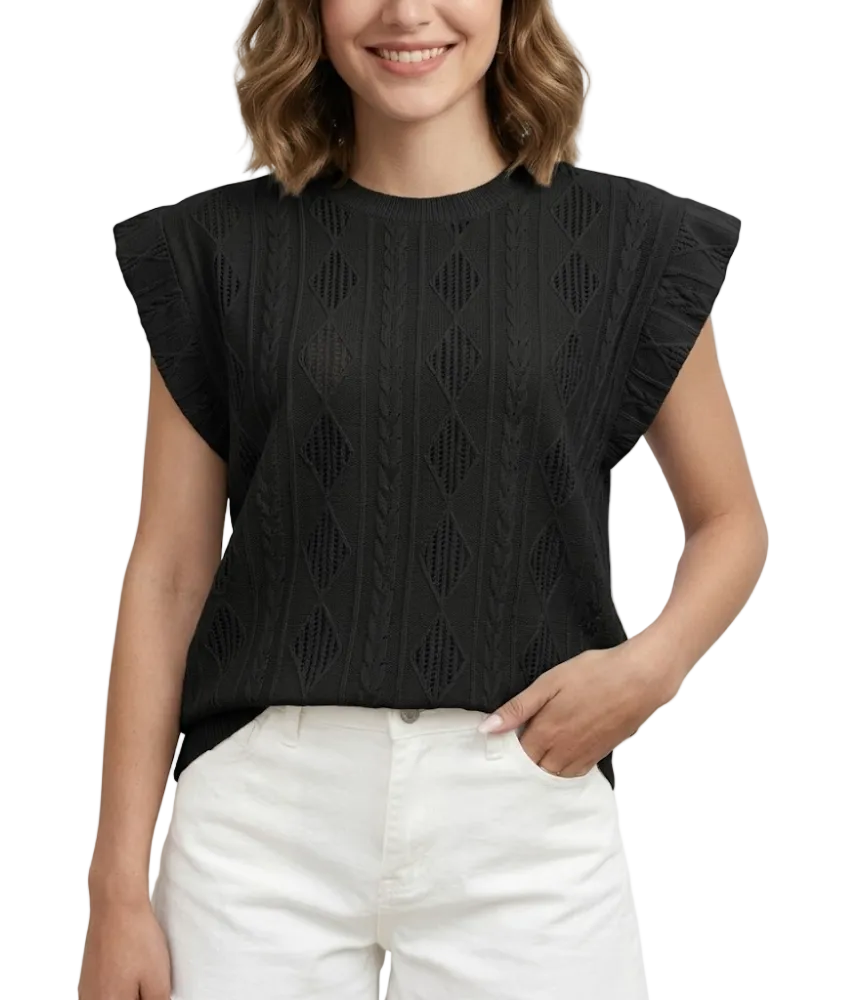 Women's Trendy Self-Embroidered O-neck Blouse SHIRT-BL113