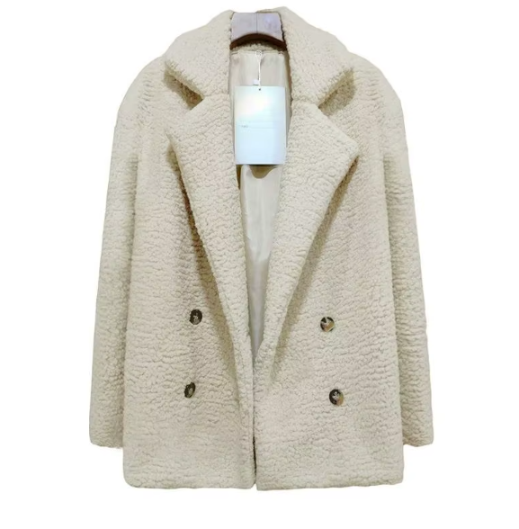 Women’s Trendy Warm Furry Fleece Button Lapel Collar Pocket JACKET-JKT-41